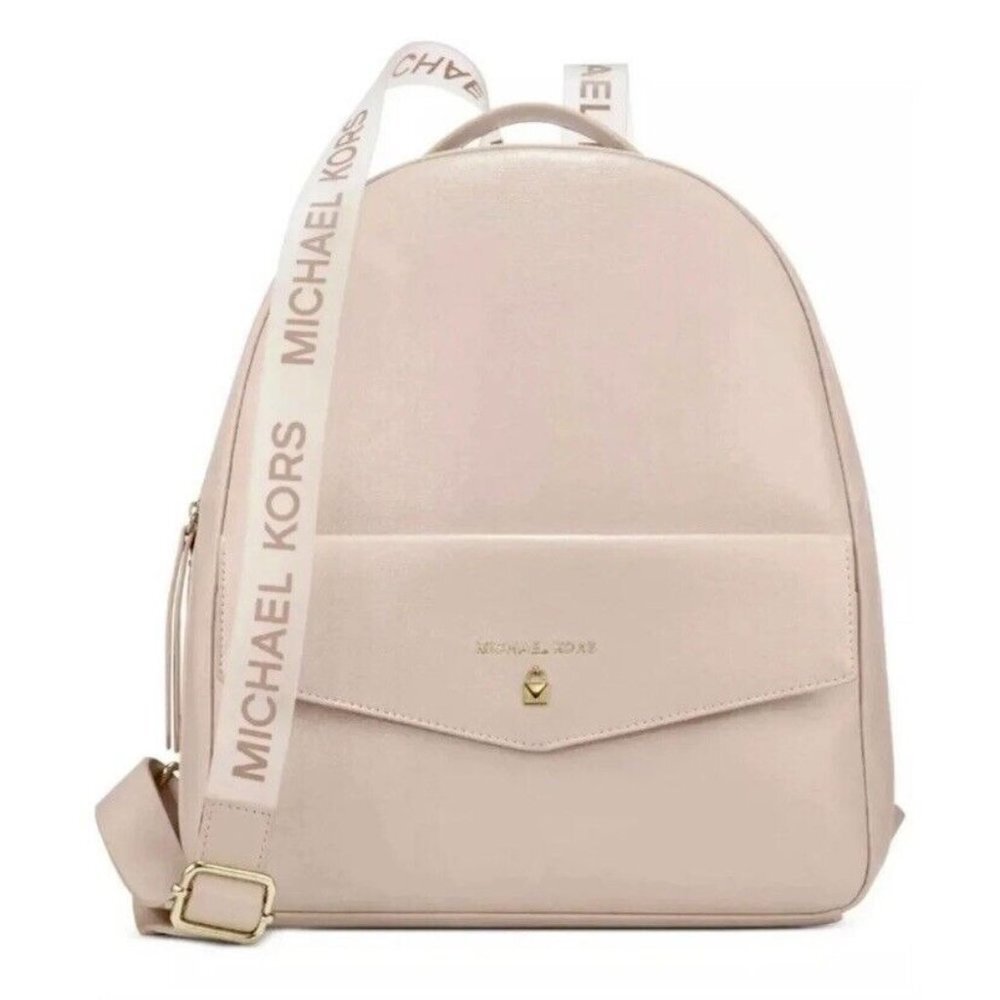 Michael Kors Backpack Bookbag Rose Beige Holdall Faux Leather Handbag Purse NEW